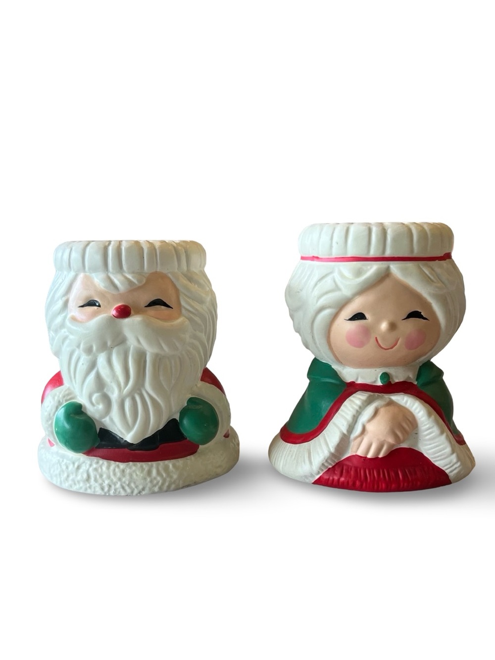 Vintage Santa and Mrs. Claus Candle Compliments Taper Candle Holders